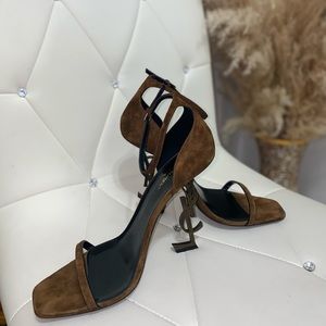 YSL Opyum Sandals in Brown Suede Size 42 - US 12